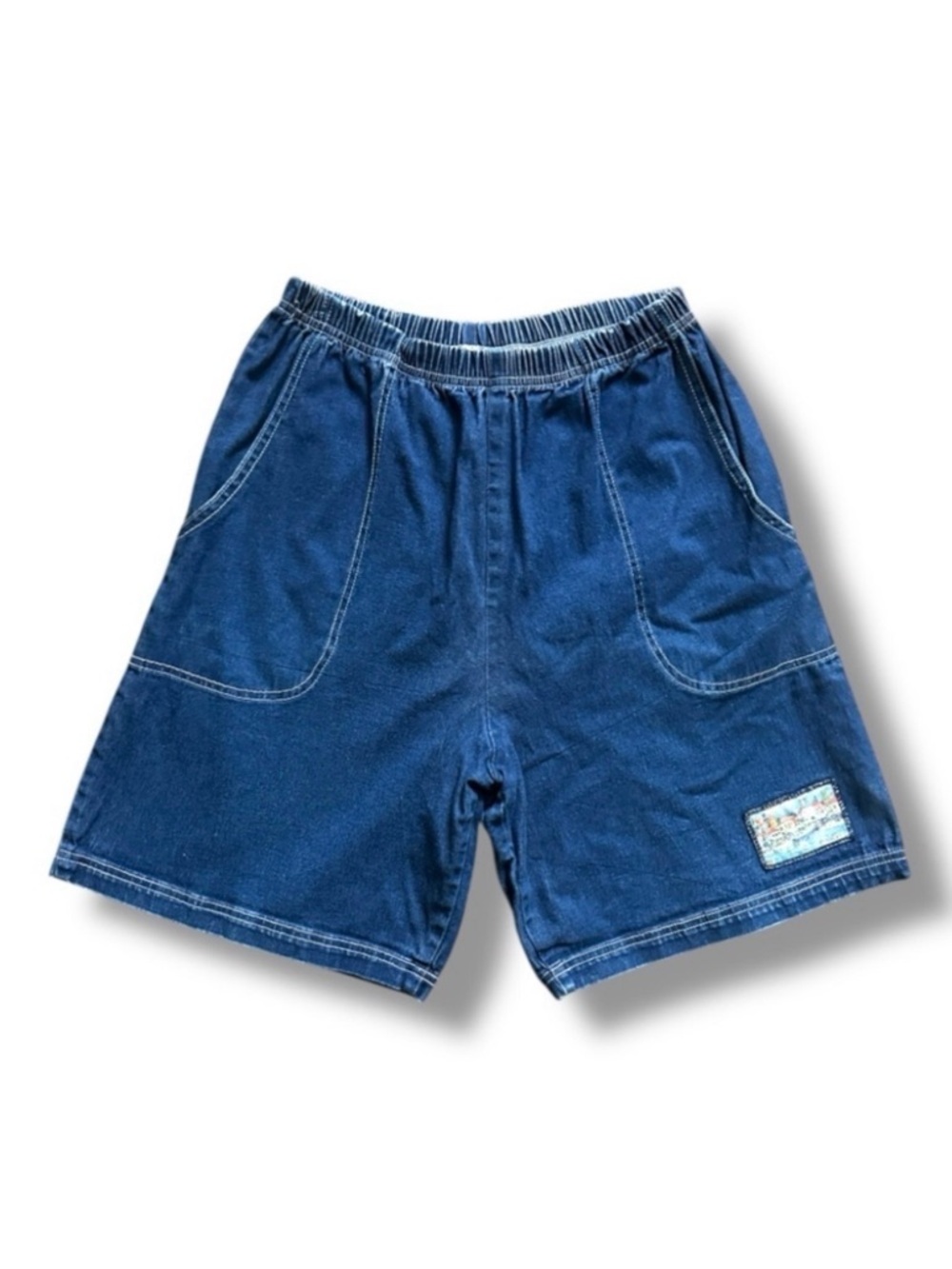 Vintage 80s Michael Leu Blue Denim Mom Shorts Art to Wear Women's Size Small EUC